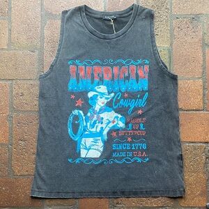 American Cowgirl Graphic Tank Top - Black